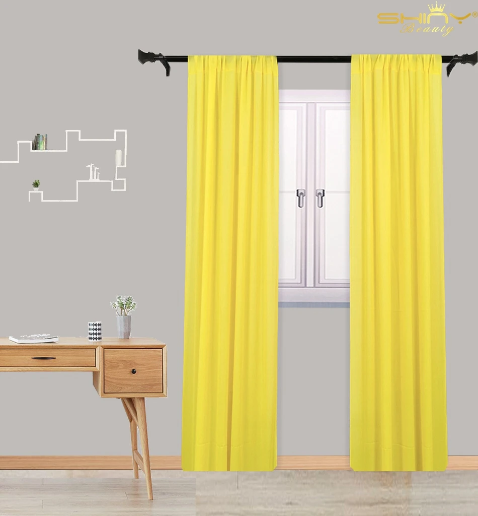 Yellow-1 panel Бордовая прозрачная занавеска на окно 29x96 дюймов, 1 панель, бордовые шифоновые занавески для гостиной, тюль, шифон, Backdrop-M190919 - Цвет: Yellow-1 panel