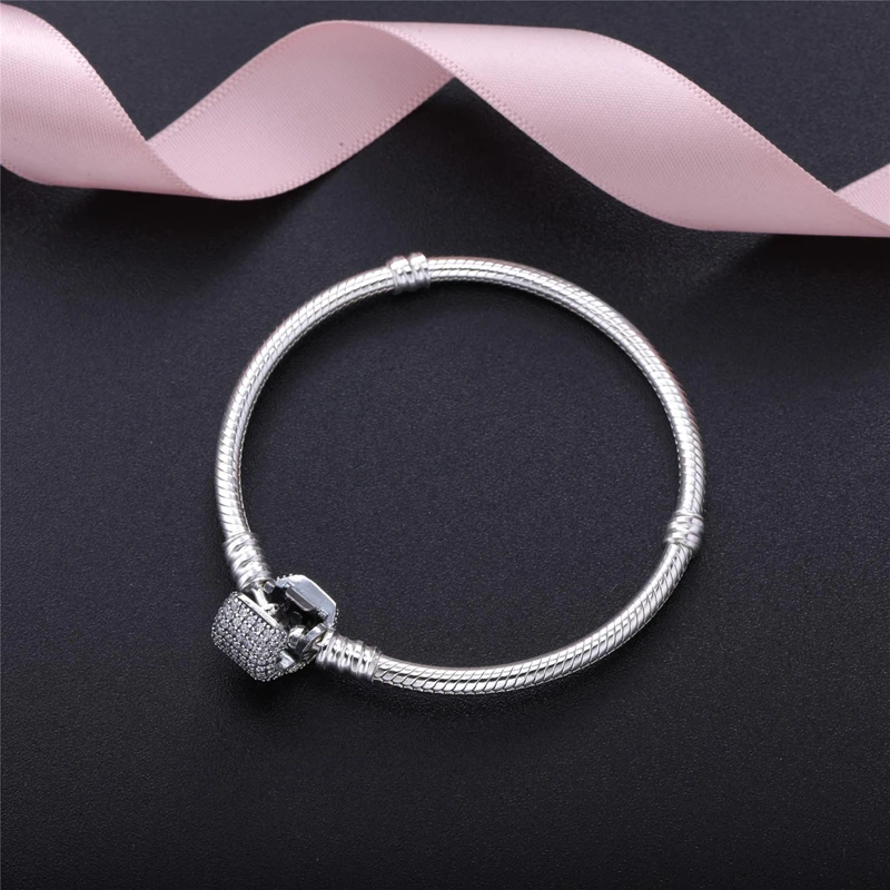 Подходит для оригинала Pandora Pulseira, очаровательный браслет, черное сердце, эмаль, золото, прозрачный CZ бисер, змеиная основа, цепочка для женщин, ювелирное изделие, сделай сам, подарок