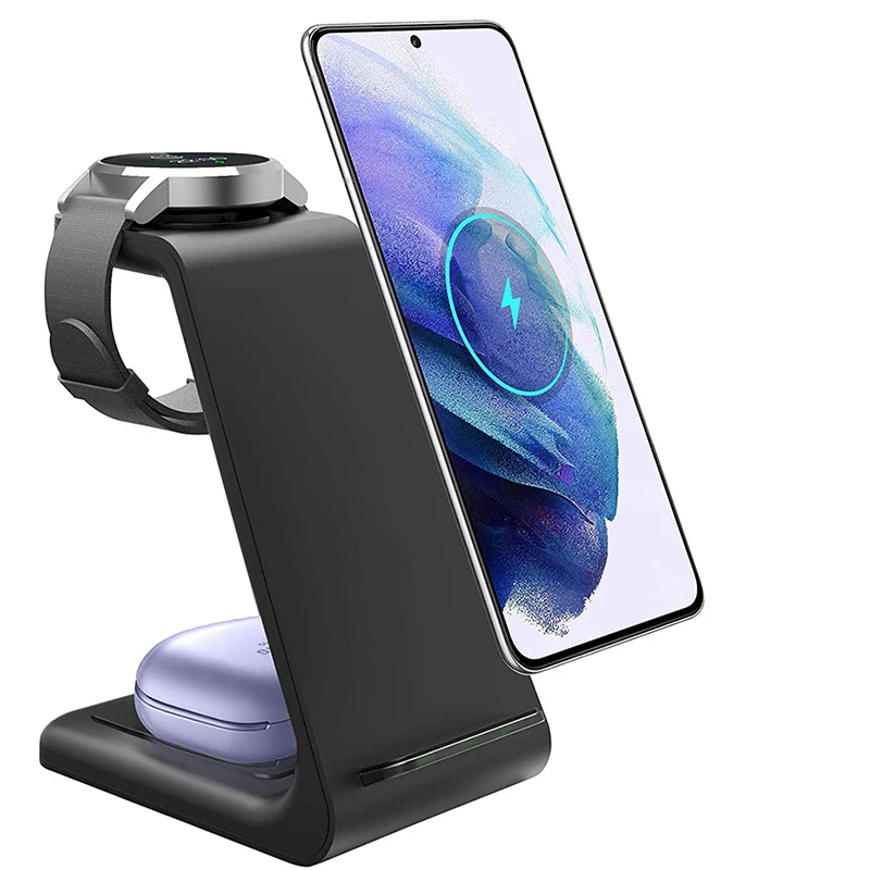 

Fast Charging QI 10W 3 in 1 Wireless Charger Station For Iphone 8/X/12/Samsung S10/S20 Dock Stand For Galaxy Watch/Galaxy Buds