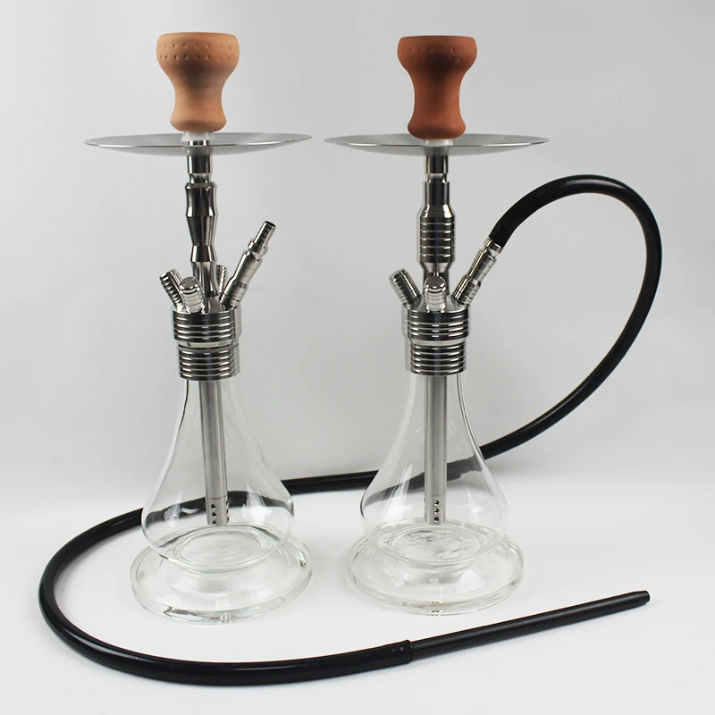 

High quality wholesale Small stainless steel hookah shisha with glass base