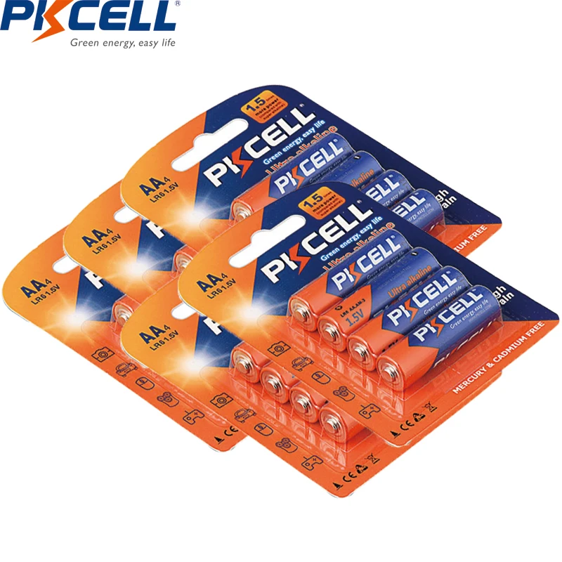 5 шт./20 шт. PKCELL AA LR6 UM3 MN1500 E91 батарея 1,5 В щелочная батарея сухая и первичная батареи Улучшенный аккумулятор R6P 2A