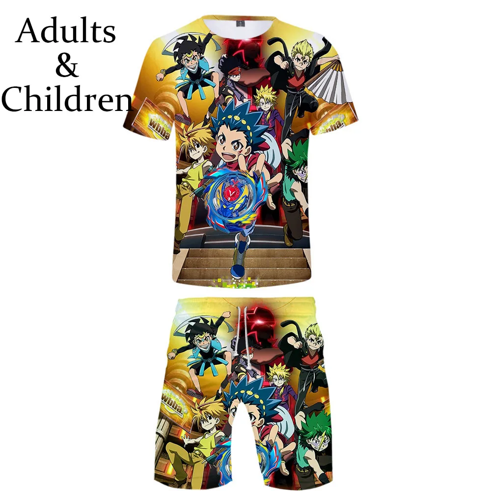 

3D Print Beyblade Burst Evolution T-shirt+beach Shorts Fashion Boys Girls Cool Clothes Harajuku Hip Hop Summer Two-piece Sets