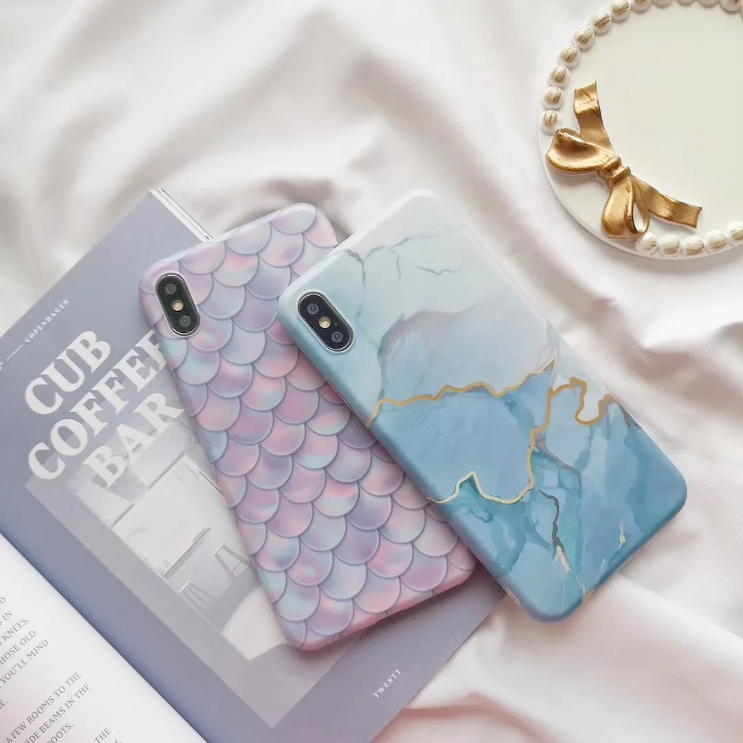 Рыбья чешуя мраморный Чехол для мобильного телефона iphone 11 Pro Max XS MAX XR apple 7/8Plus 6S