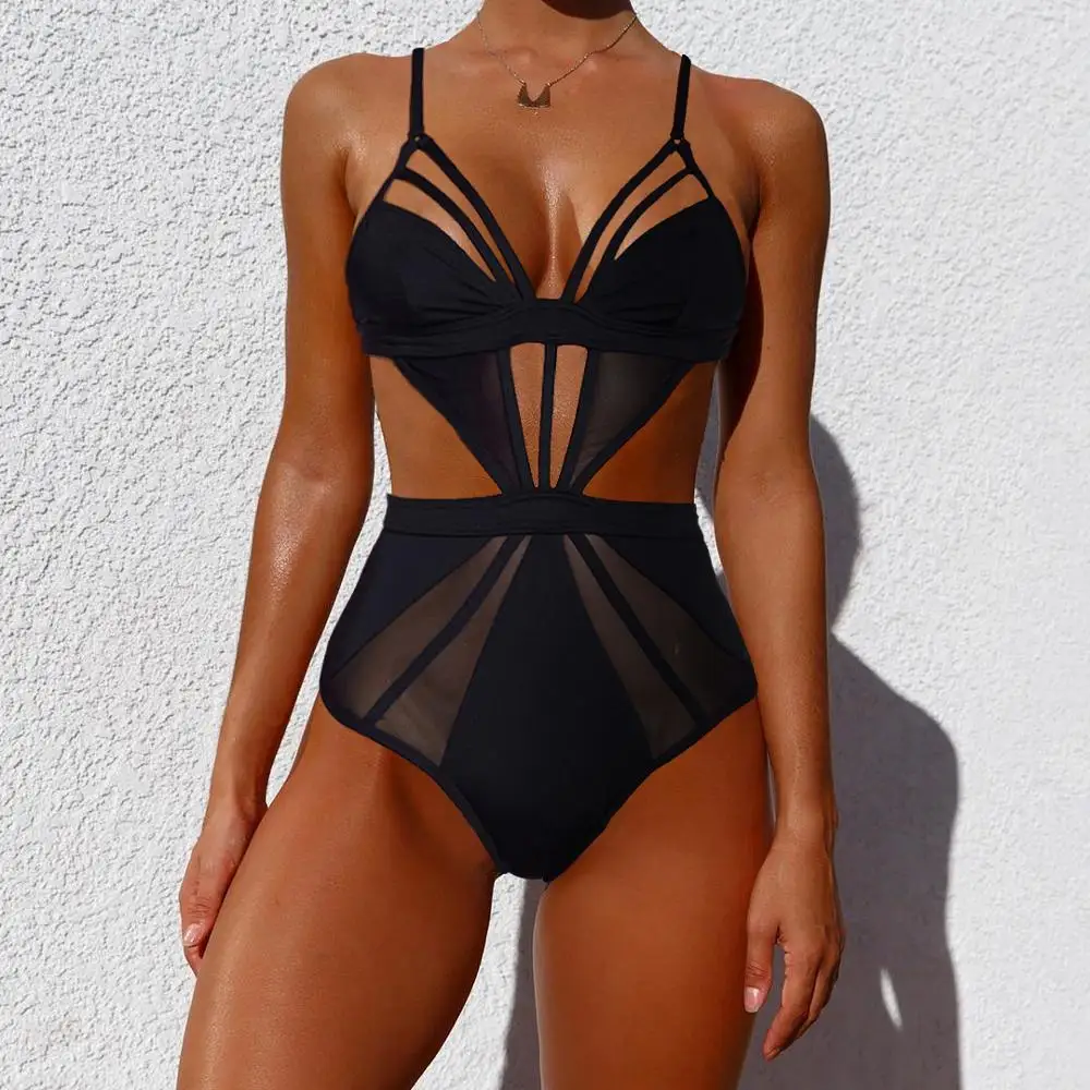 Сексуальный цельный купальник для женщин Красный горячий бандажный Монокини на