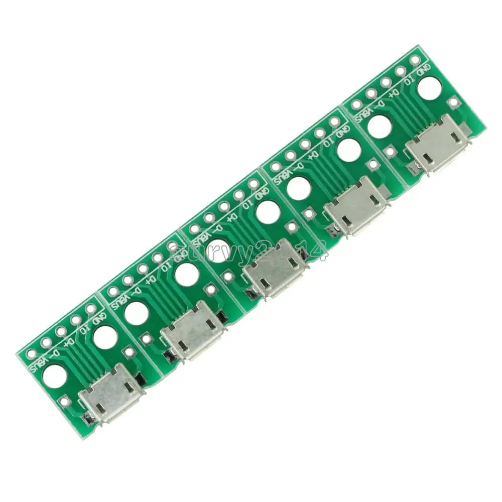 5 шт. Micro USB к DIP адаптер разъем модуль панель Женский 5-контактный Pinboard 2,54 мм Micro USB PCB