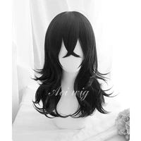 my hero academia akademia shouta aizawa 45cm black wavy wig heat resistant cosplay costume wig track cap