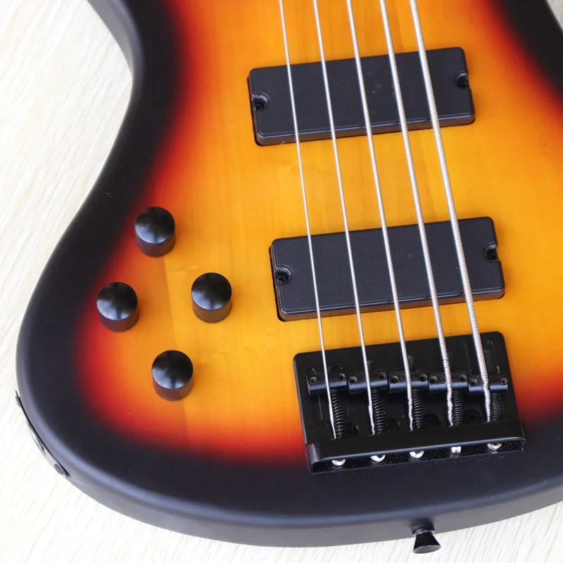 Левая рука 5 струна sunburst Цвет бас гитара 43 дюймовый твердый липа тела матовое