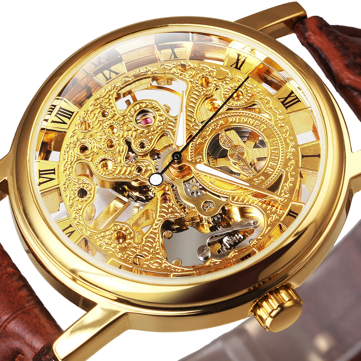Победитель золотые часы для мужчин Модные Скелет мужские 2020 лучший бренд класса