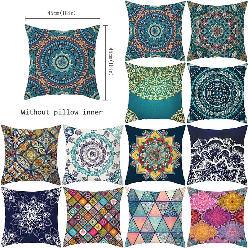 

45*45cm Mandala Printing Decorative Pillowcase India Mandala Pillow Case Polyester Mandala Pattern Pillow Cover Home Decor Gifts
