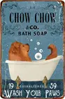 Металлический плакат Chow для мыла для ванны, арт-жестяной знак, винтажная железная живопись, креативное настенное украшение для офиса и ванной комнаты