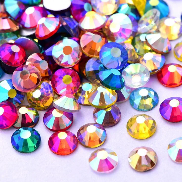 

All Size More Colors AB SS3-SS34 Glass Crystal Flatbacks Nail Art Non Hotfix Rhinestone Glue On 3D Nails gems Jewelry Decoration
