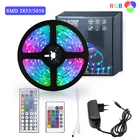 Водонепроницаесветильник Светодиодная лента RGB SMD28355050, светодиодсветильник та Diod DC 12 В + адаптер 5 м10 м15 м, гибкая лента, освещение для украшения комнаты