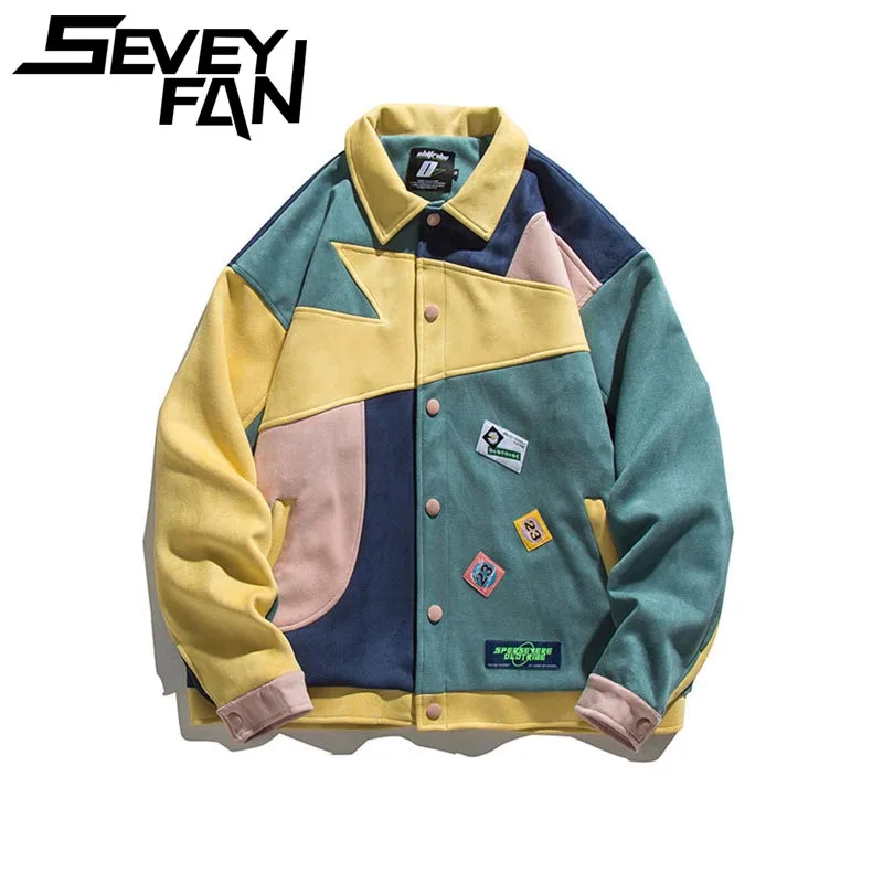 

Новинка, мужская куртка SEVEYFAN в стиле хип-хоп, уличная Молодежная мужская мода, свободная модель