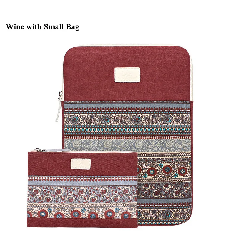 Wine with Small Bag Сумка для ноутбука для Macbook Air 11 13 14 15 сетчатый этнический чехол для ноутбука 14,4 15,6 дюймов для iPad Pro 10,5 11 12,9 Funda - Цвет: Wine with Small Bag