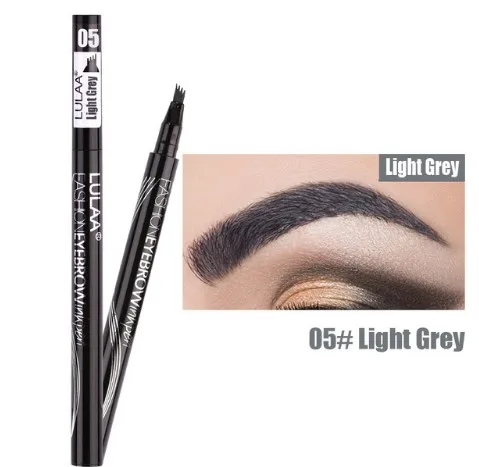 light grey LULAA, четыре цвета, водостойкая натуральная ручка для бровей, коричневая, черная, серая кисть, косметика, карандаш для бровей, четыре когтя, для бровей, ТИНТ, макияж - Цвет: light grey