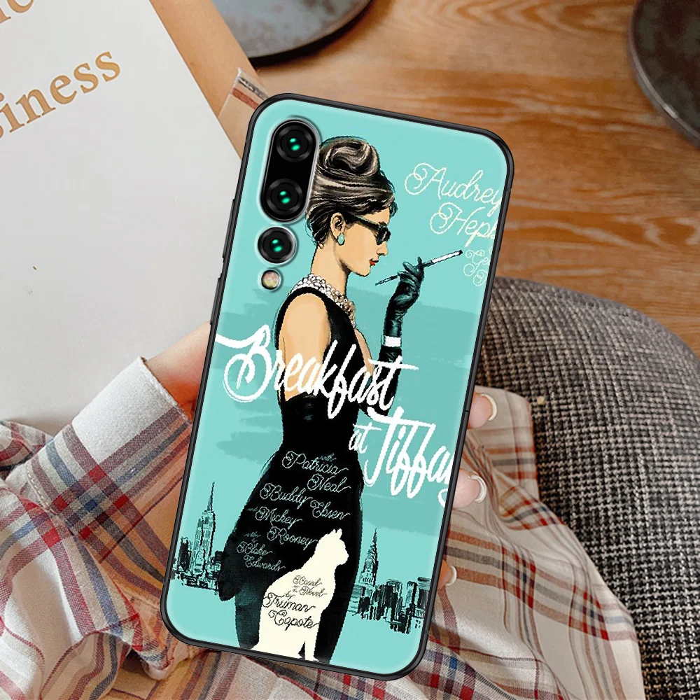 Чехол для телефона Одри Хепберн Huawei P Mate P10 P20 P30 P40 10 20 Smart Z Pro Lite черный роскошный