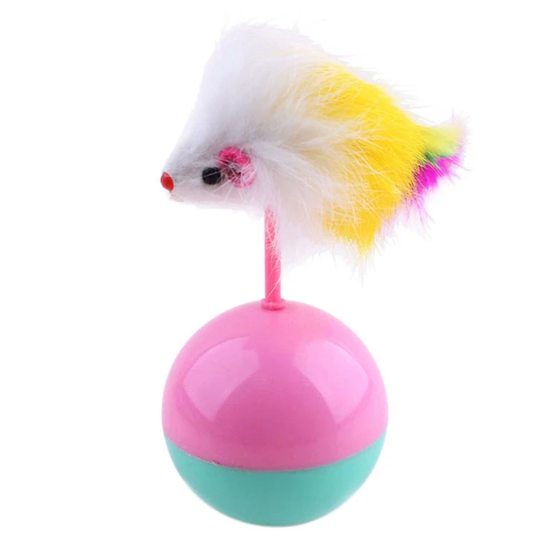 

Pet Cat Interactive Toys for Solving Boredom Kittens Tumbler Ball Toys with Colorful Feather(Random Color)