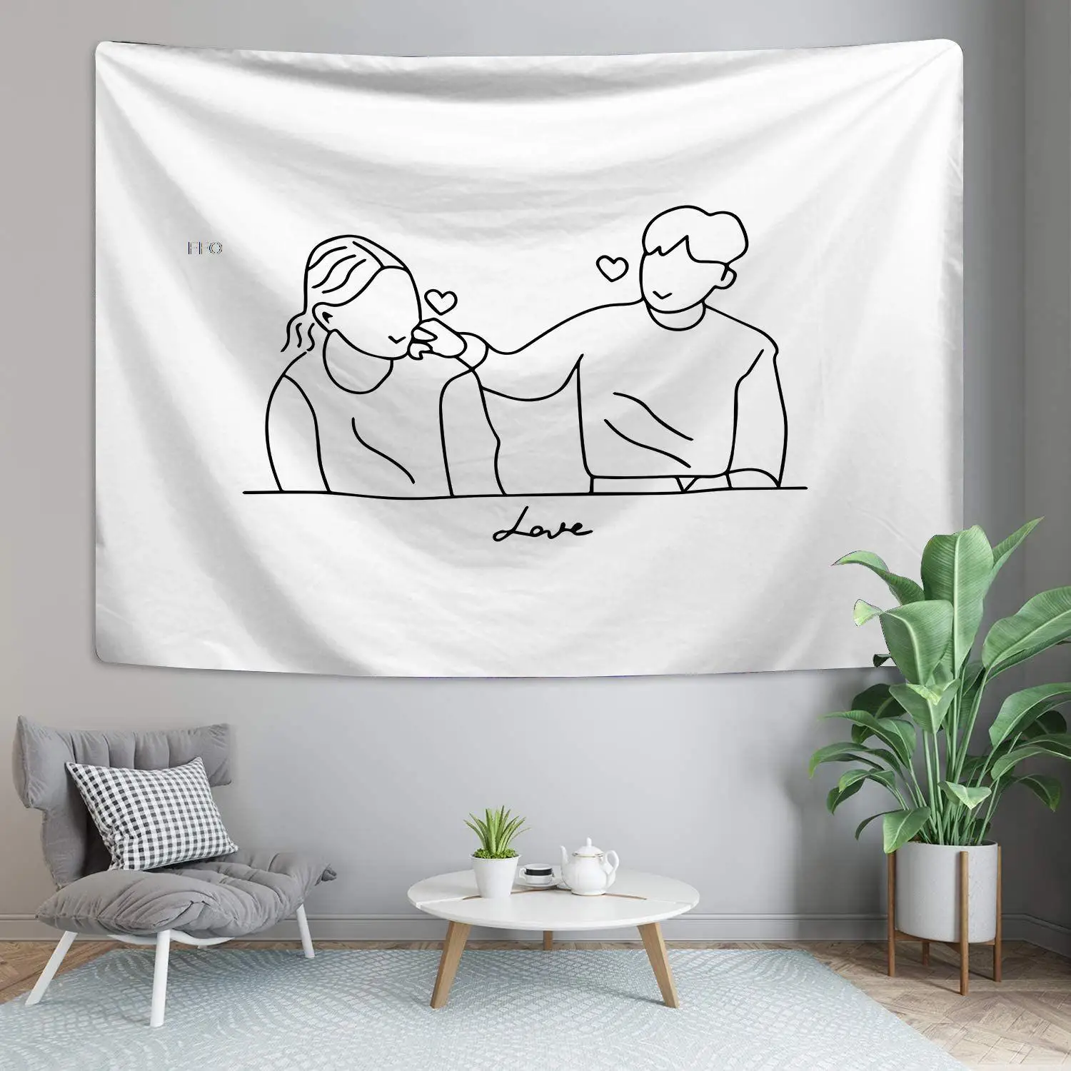 Настенный гобелен с рисунком пар гобелены в стиле хиппи надписью Love для мужчин и