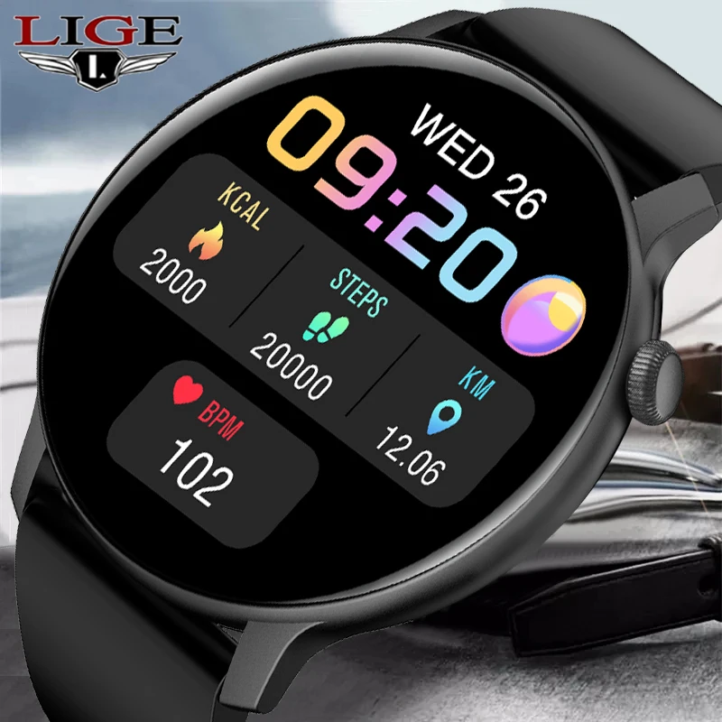 

Смарт-часы LIGE мужские водонепроницаемые с сенсорным экраном и Bluetooth