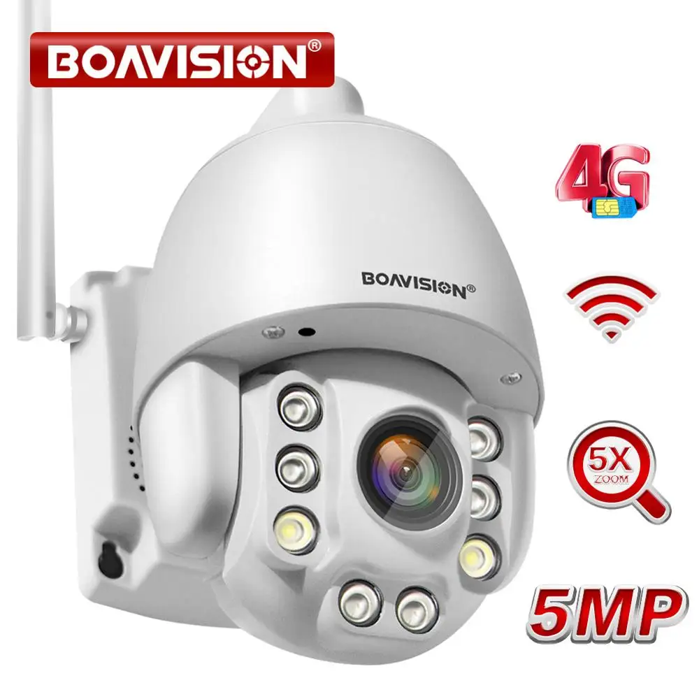 Wifi PTZ IP камера 1080P 5MP 5X Zoom 4G двухсторонняя аудио AI Автоматическая отслеживающая