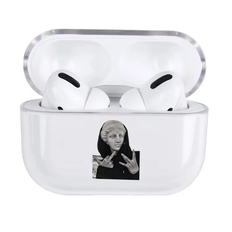 Твердый чехол с мультяшными буквами для Apple Airpods 2 Роскошный прозрачный наушников