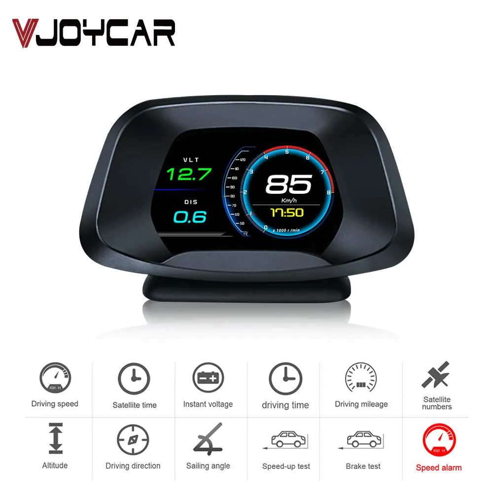 Vjoycar P19 автомобильный HUD OBD2 GPS умный дисплей с головкой контроль скорости 9