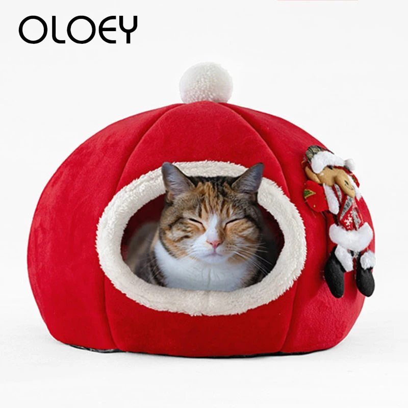 Домик палатка для собак и кошек зимнее теплое гнездо мягкий складной коврик сна