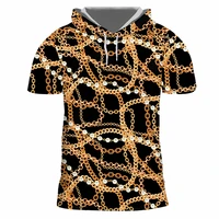 ifpd eu size fashion golden chain 3d print hooded t shirts summer homme short sleeve luxury royal baroque mens plus size shirt