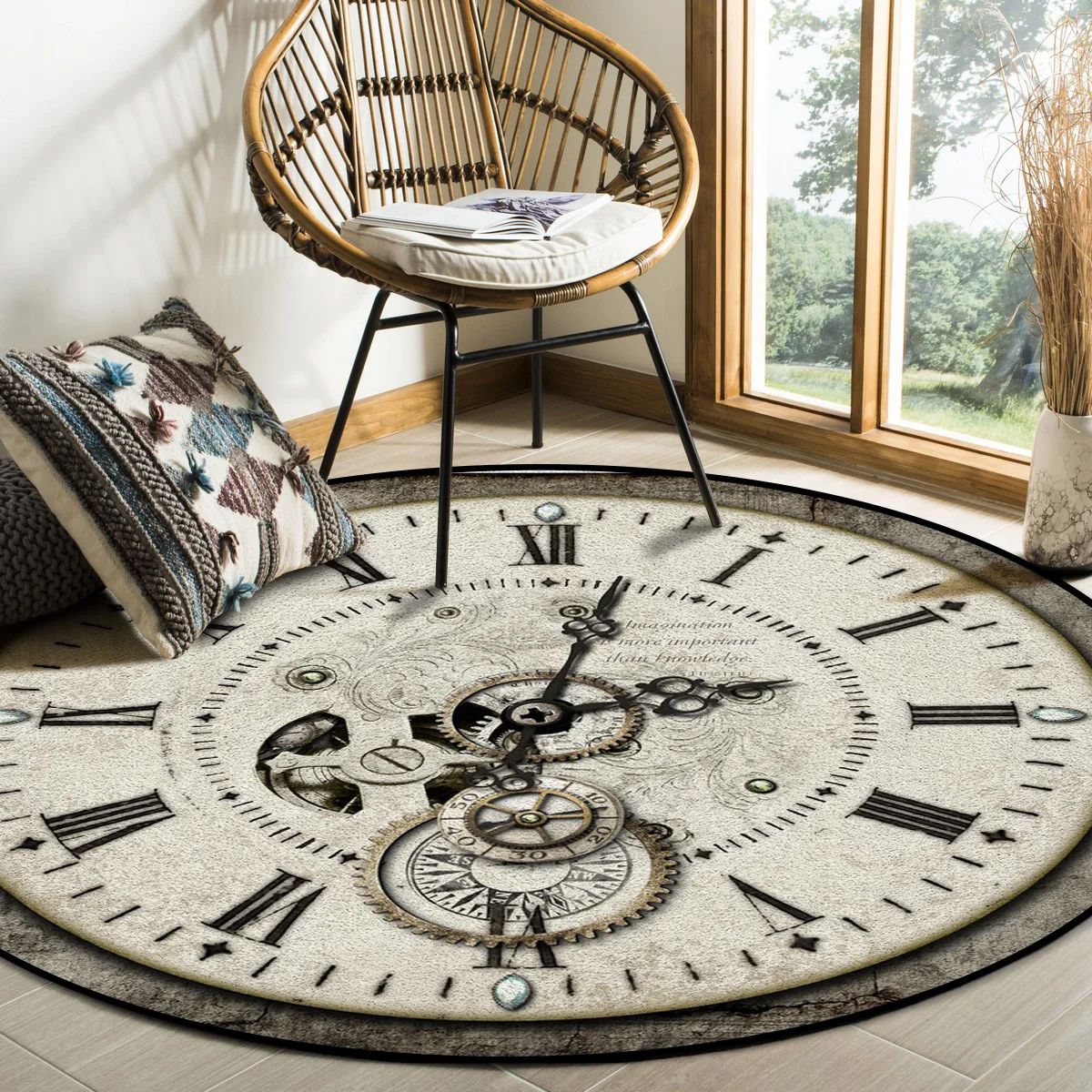 Круглые ретро коврики с часами для кровати Нескользящие Коврики гостиной