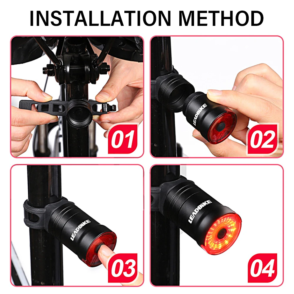 

Bicycle Light Smart Sensor Brake Tail Light USB Charging Waterproof Night Riding Warning Light Bracket Bandage Bicycle Accessory