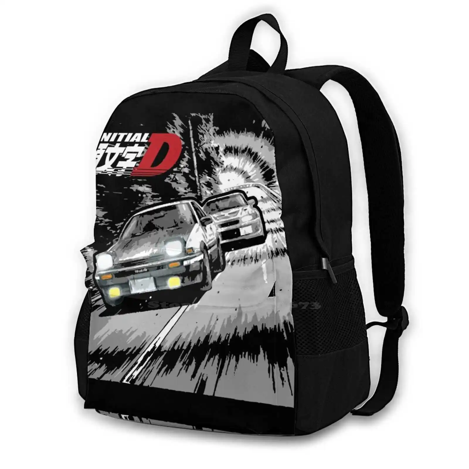 Initial D - Mountain Drift Racing Tandem Ae86 Vs Evo 6 3D Print Design Backpack Casual Bag Trueno Takumi Fujiwara Levin Gts