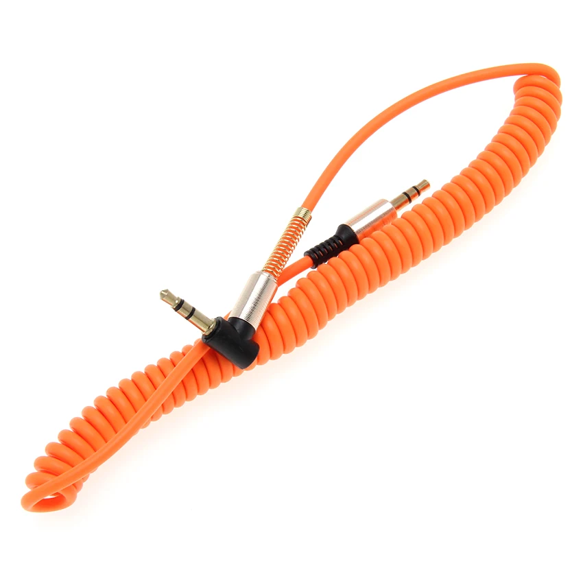 

Colorful 90 Degree Right Flat Audio Cable 3.5MM AUX Jack Spring Audio Cable for Car Headphone Aux Cord 100pcs