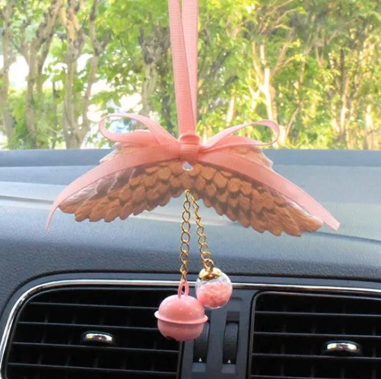 pink Автомобильный Кулон Крылья ангела для автомобильного зеркала заднего вида украшения гипсовые крылья ароматерапия освежитель воздуха автомобильный подарок - Название цвета: pink