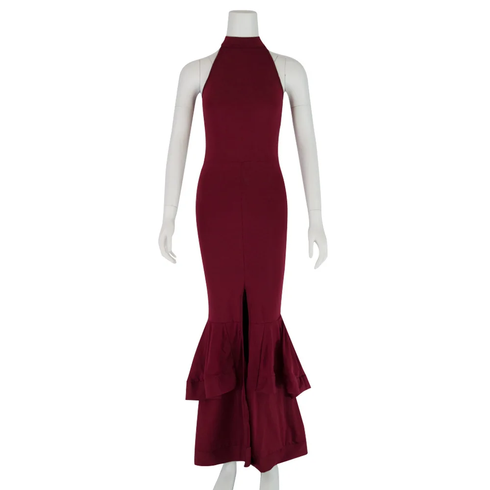 Платье Русалочки длинное платье с лямкой на шее женское вечернее сексуальное без