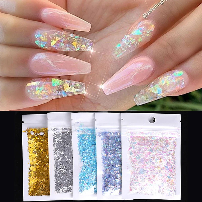 

1 Bag Nail Art Colorful Flakes Holographics Irregluar Nail Sequins Decoration Design Sticker Symphony Bags With Sequins