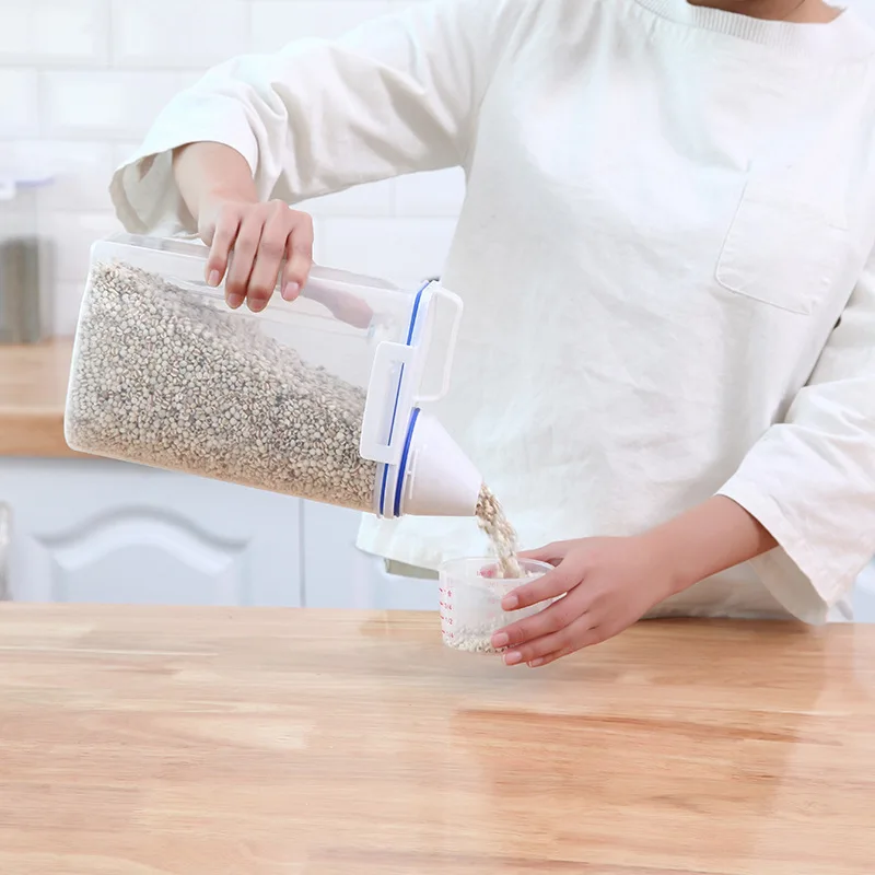 Портативная крышка с мерными стаканами бочки крупы прозрачные резервуары для