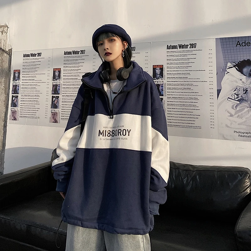 Осенняя Толстовка в стиле Харадзюку с отложным воротником и надписью свитшот для