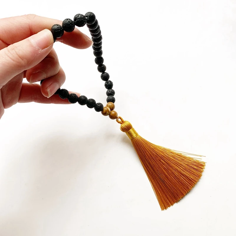 Натуральный черный оникс деревянный камень Rudraksha 33 молитвенные бусины
