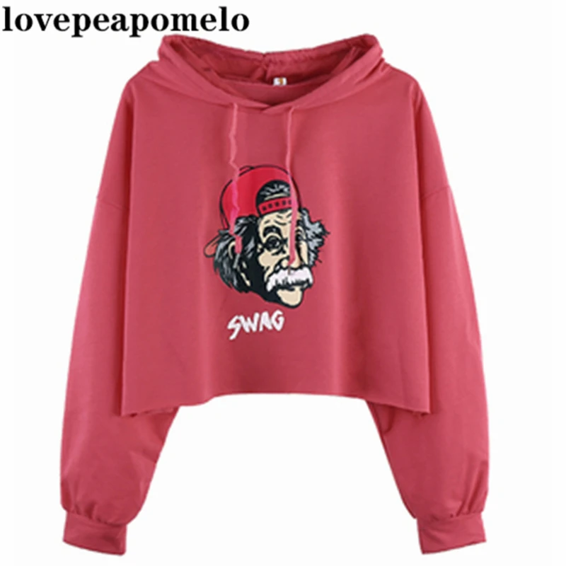 

Женские толстовки с буквенным принтом; Новинка; Сезон весна-осень; Короткий пуловер со шнуровкой; Свободные женские свитшоты; Большие разме...