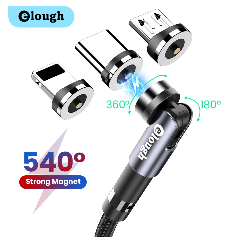 

Elough Magnetic USB Cable Type C Micro USB Fast Charging Cable For iPhone12 Xiaomi Samsung Huawei Mobile Phone Charger Cord Wire