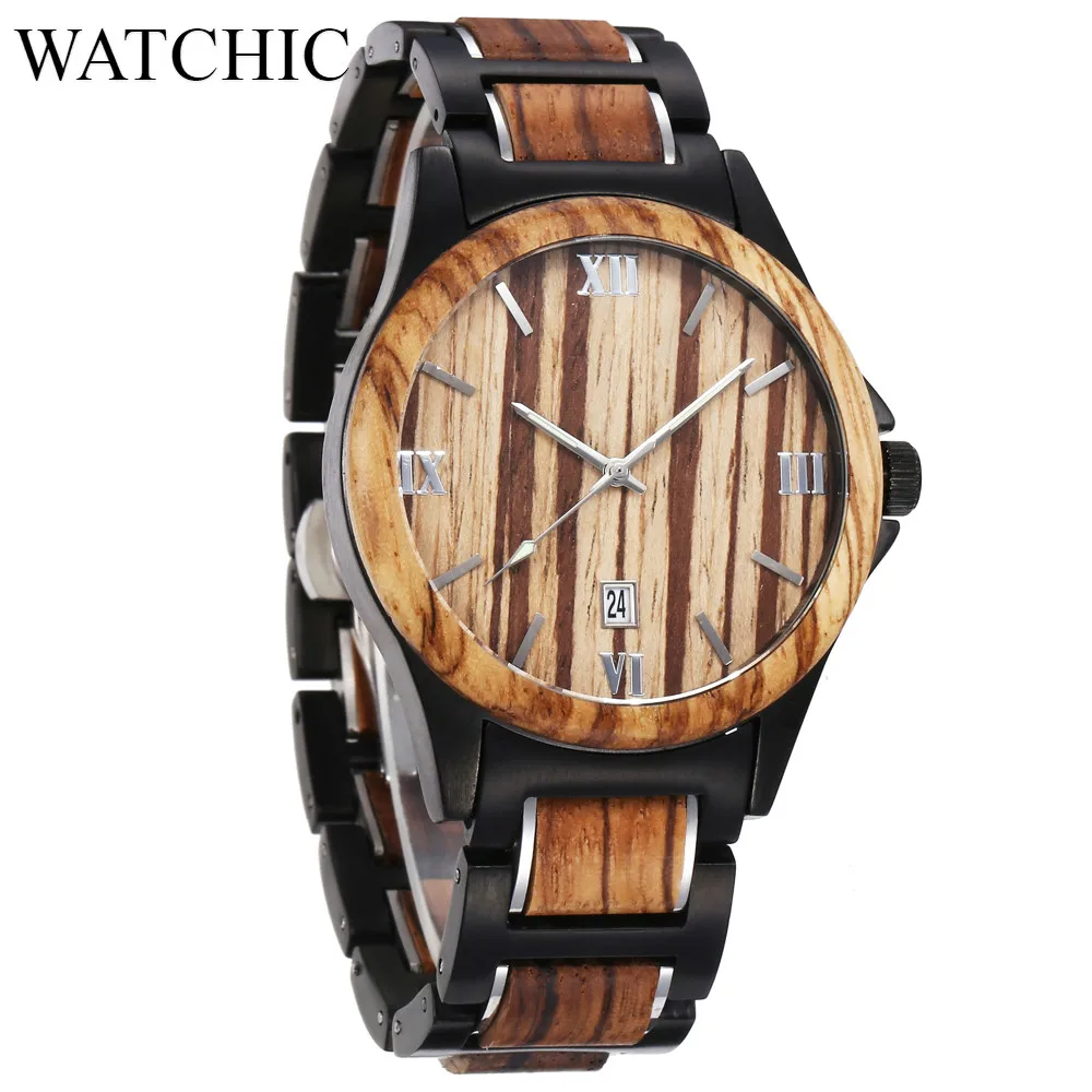 Мужские деревянные часы Стальные Деревянные наручные подарок с датой мужские