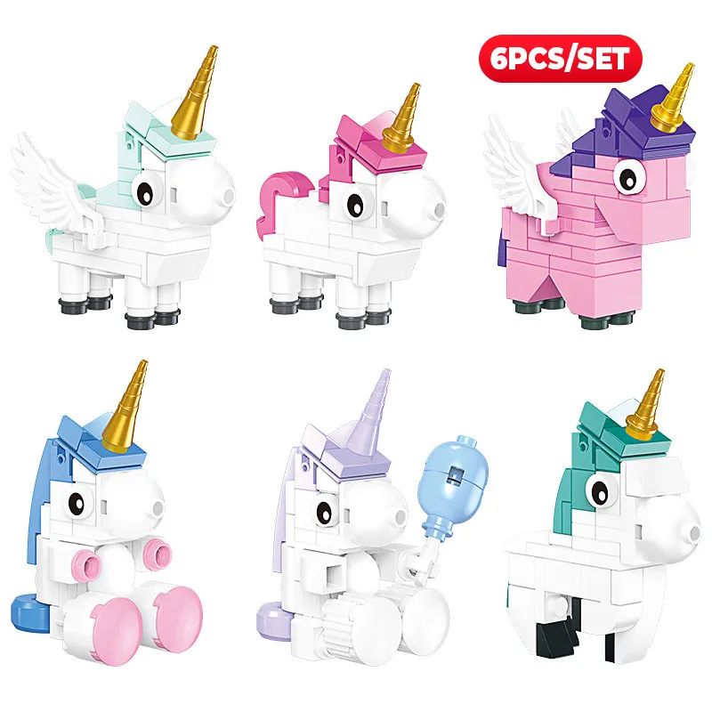 Конструктор MOC мультяшный пони милая единороженная мини-фигурка аниме сборные