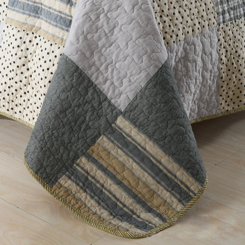 

CHAUSUB Yarn-dyed Bedspreads Quilt Set 3pc Cotton Quilts Handmade Patchwork Coverlet Quilted Bed Cover King Queen Summer Blanket