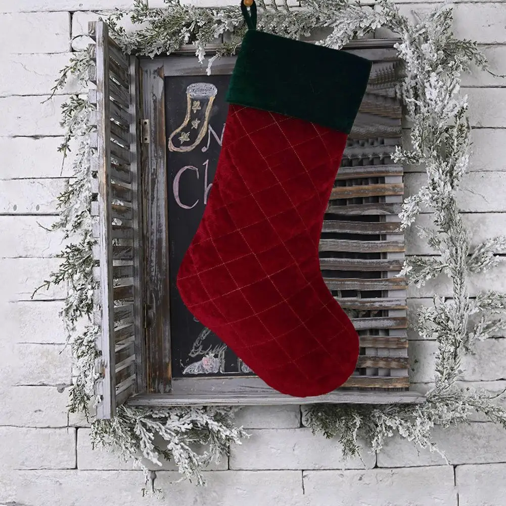 

1Pc Unique Plaid Pattern 2 Types Stocking Ornament Fine Texture Stocking Gift Bag Festival Decor Decor Stocking