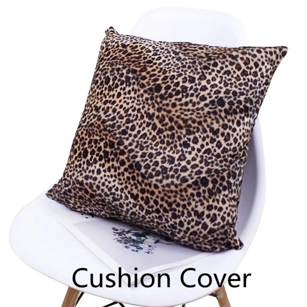 Leopard B Doubleside Плюшевый чехол для подушки с изображением животных зебры, оленя, тигра, леопарда, наволочка для подушки на заказ для кровати и автомобиля, Чехол для стула, домашний декор, большой размер 40/45/50/60/70 - Цвет: Leopard B Doubleside
