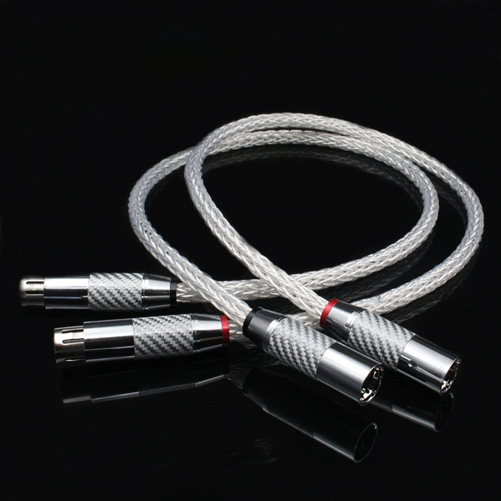 A Pair 8AG Silver Plating on Single Crystal Copper Audio XLR Balance Cable + White Carbon Fiber Plug | Электроника