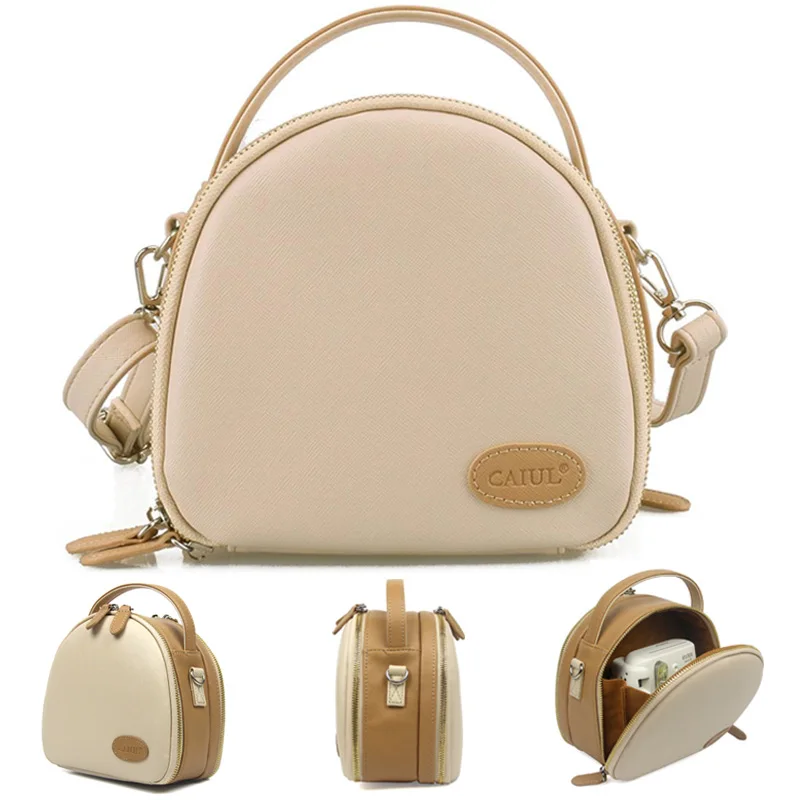 Beige PU Leather Storage Carrying Bag Case Pouch with Shoulder Strap For Polaroid Fujifilm Instax Mini 8 9 7S 70 Instant Film Camera - Цвет: Beige