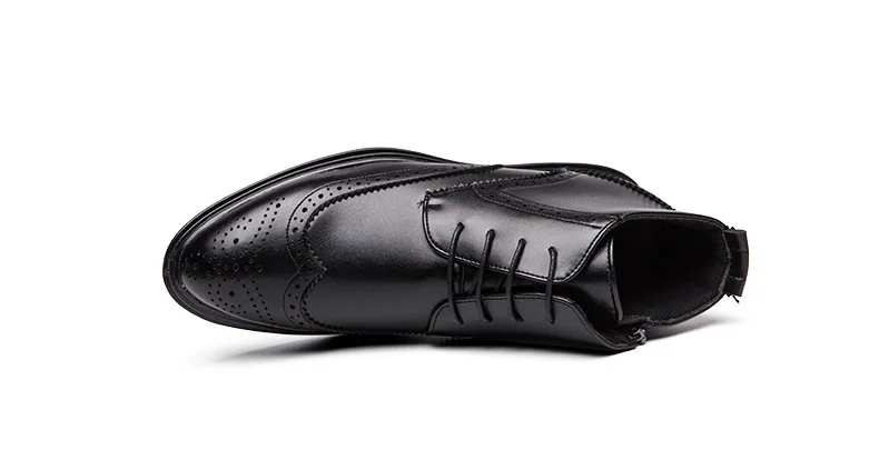 BIMUDUIYU Autumn New Men Leather Ankle Oxford Boots British Style Male Casual Lace Up Derby Shoes Fashion High Top Brogue Shoes