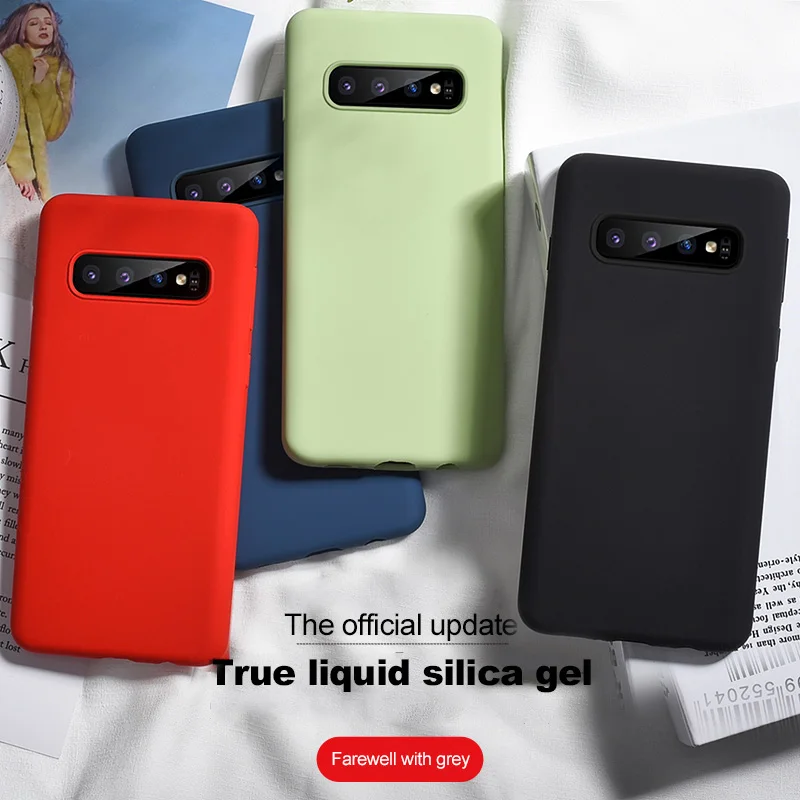 Жидкий силиконовый чехол для телефона Samsung S10 10E Galaxy S7 Edge S8 Plus S9 яркие цвета тпу