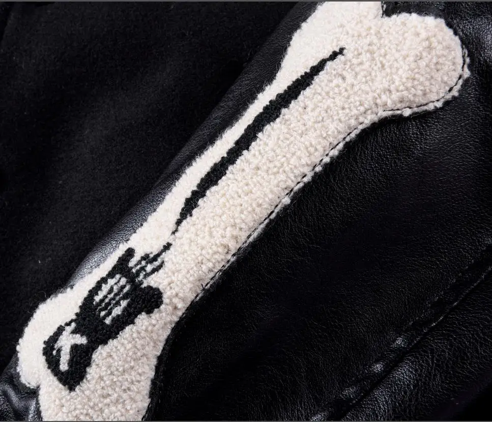 

2021ss Kapital Bone wool baseball vibe jacket Men Women 1:1 Best Quality Coat Skin Sleeve Stitching Embroidery Jackets